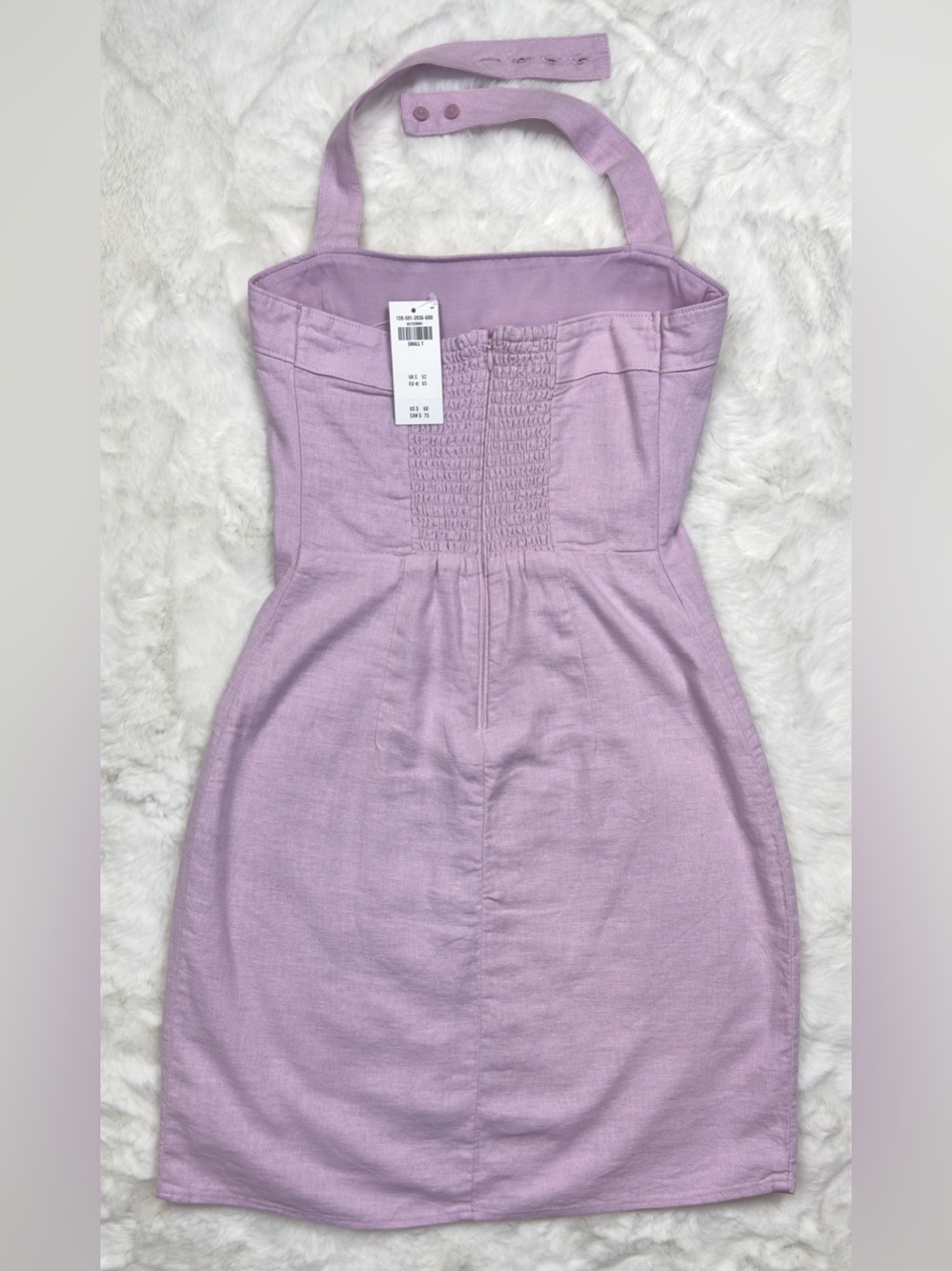 NWT A&F Light Pink Halter Linen-Blend Mini Dress - Picture 3 of 12